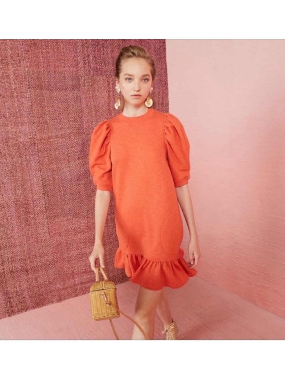Ulla Johnson Coral Puff-Sleeve Ruffle-Hem Mini Dress